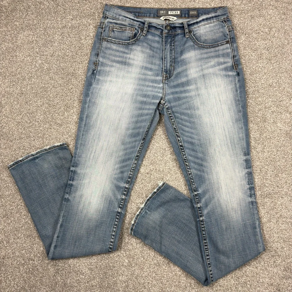 BKE Tyler Jeans Men's 33 XXL Straight Leg Blue Stretch Denim 38 Inseam